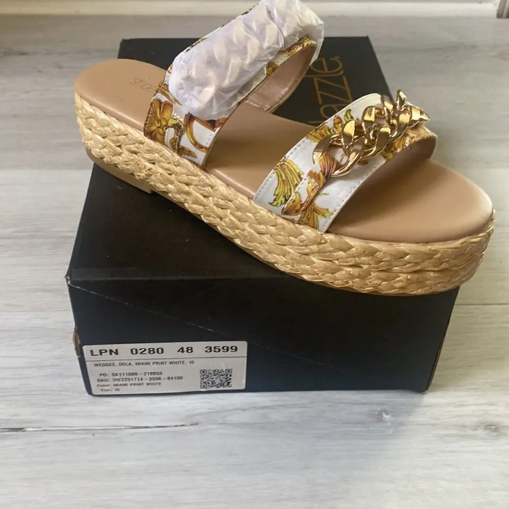 Shoedazzle Dola Platform Sandal‎ Miami White 10 New in Boxes